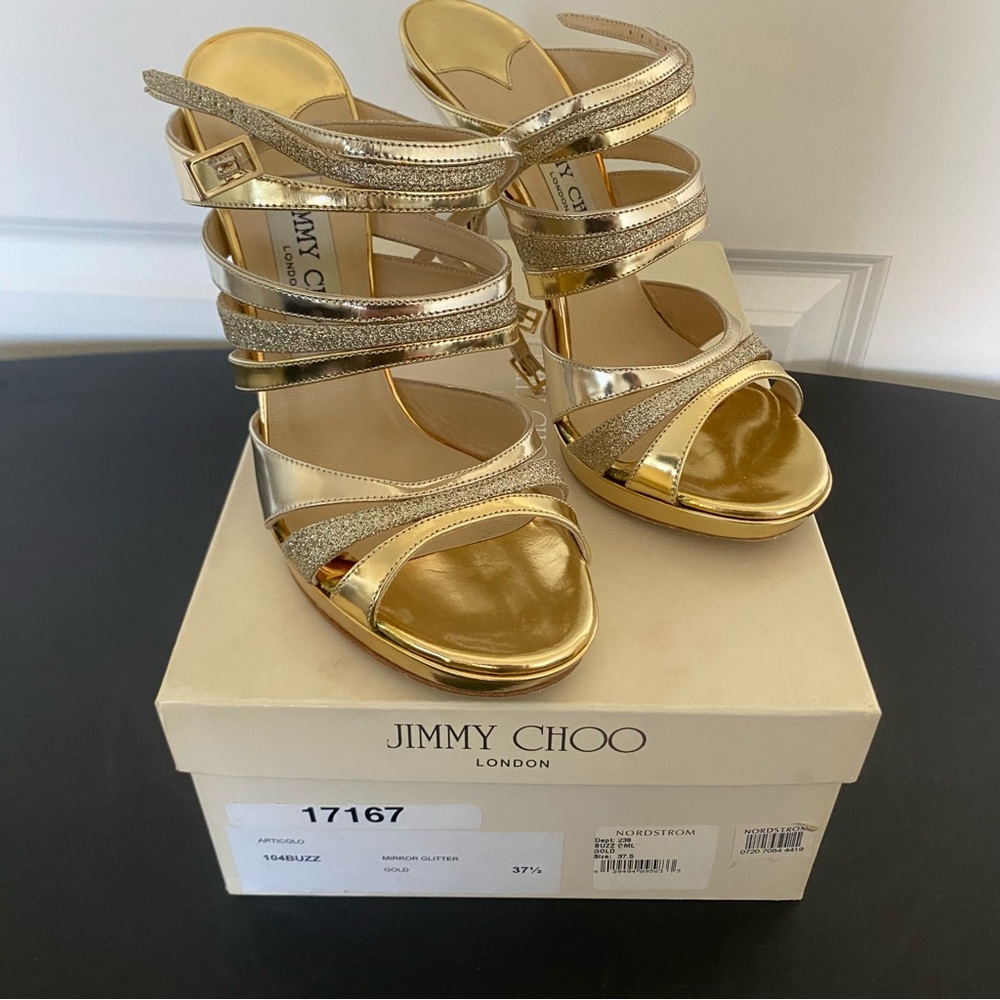 Jimmy Choo Gold Strappy Sandals
